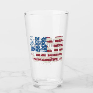 USA Grunge Text Design mit Flagge Glas