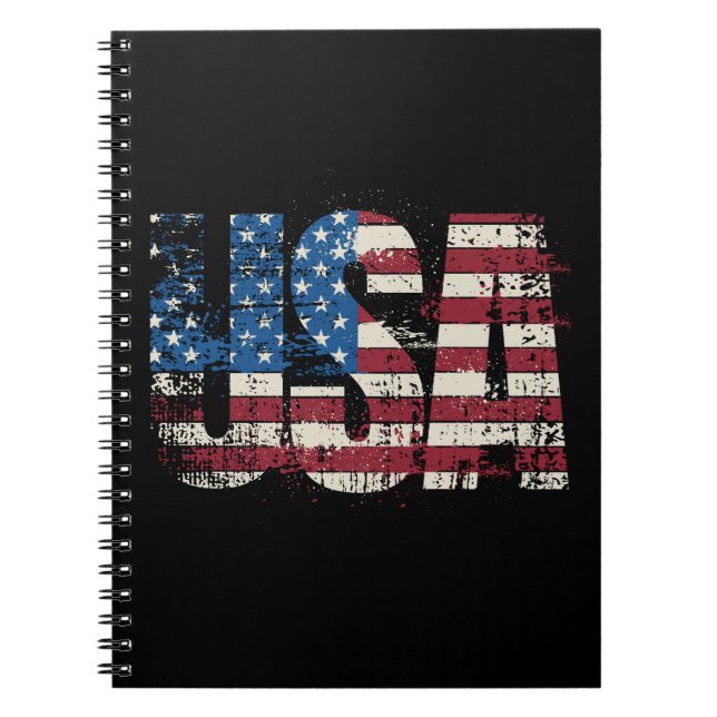 USA Grunge Text Design mit Flagge Notizblock (Vorderseite)