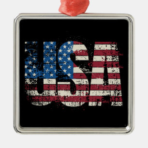 USA Grunge Text Design mit Flagge Ornament Aus Metall