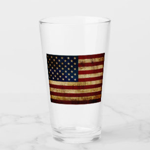 USA / Grunged Flagge Glas