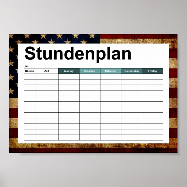 USA / Grunged Flagge Poster (Vorne)