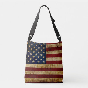 USA/Grungeflagge Wildleder Tragetaschen Mit Langen Trägern
