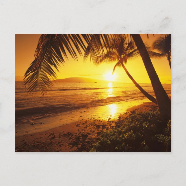 USA, Hawaii, Maui, farbenfroher Sonnenuntergang in Postkarte (Vorderseite)