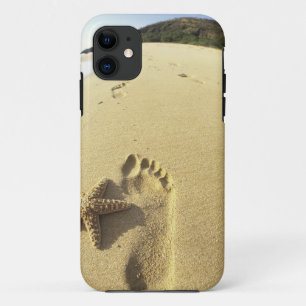 USA, Hawaii, Maui, Makena Beach, Fußabdruck und Case-Mate iPhone Hülle