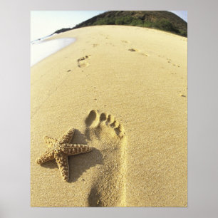 USA, Hawaii, Maui, Makena Beach, Fußabdruck und Poster
