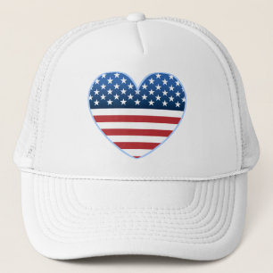 USA Heart Flag Trucker Hat Truckerkappe