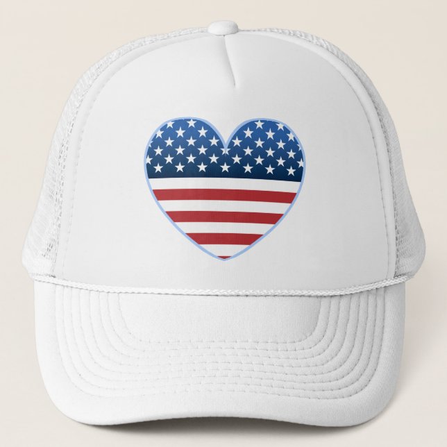 USA Heart Flag Trucker Hat Truckerkappe (Vorderseite)
