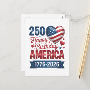 USA Hearts 1776 2026 4. Juli Feiertagspostkarte