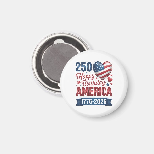 USA Hearts 1776 2026 4. Juli  Magnet (Vorderseite/Rückseite)
