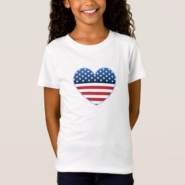 USA-Herz-Flaggen-Mädchen-T - Shirts (Vorderseite)