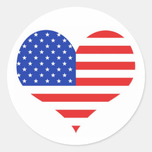 USA Herz Runder Aufkleber