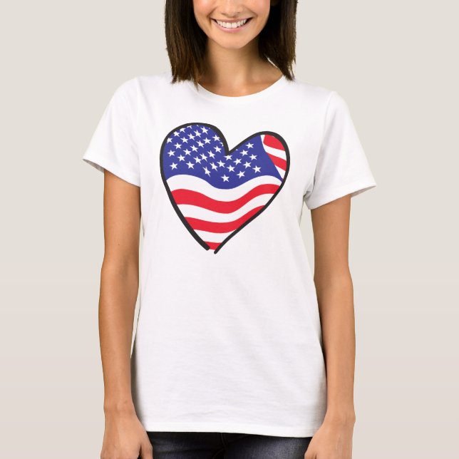 USA Herz-US Flagge T-Shirt (Vorderseite)