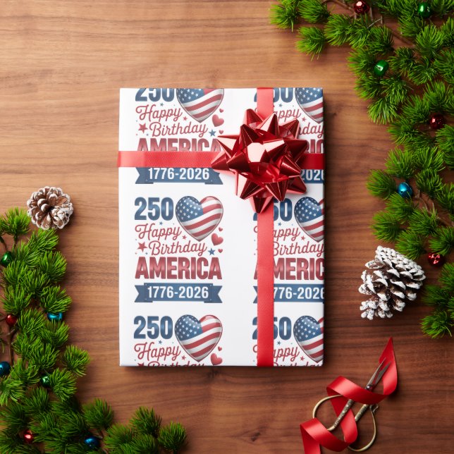 USA Herzen 1776 2026 4. Juli Geschenkpapier (Feiertagsgeschenk)