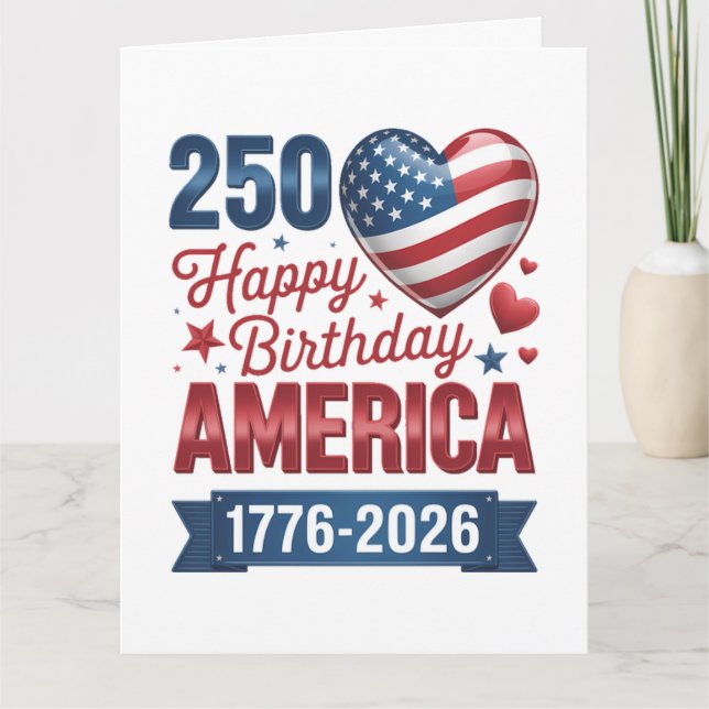 USA Herzen 1776 2026 4. Juli  Karte (Vorderseite)