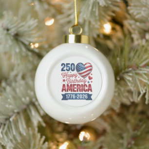 USA Herzen 1776 2026 4. Juli Keramik Kugel-Ornament