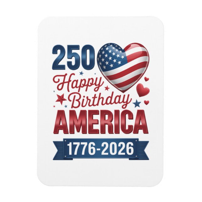 USA Herzen 1776 2026 4. Juli Magnet (Vertikal)