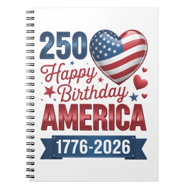 USA Herzen 1776 2026 4. Juli Notizblock (Vorderseite)