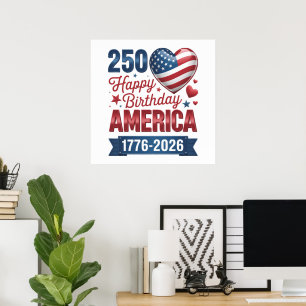 USA Herzen 1776 2026 4. Juli Poster