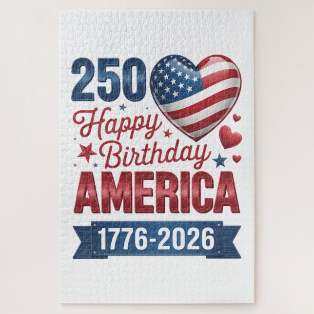 USA Herzen 1776 2026 4. Juli Puzzle (Vertikal)