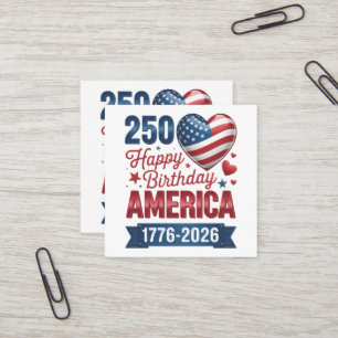 USA Herzen 1776 2026 4. Juli Quadratische Visitenkarte