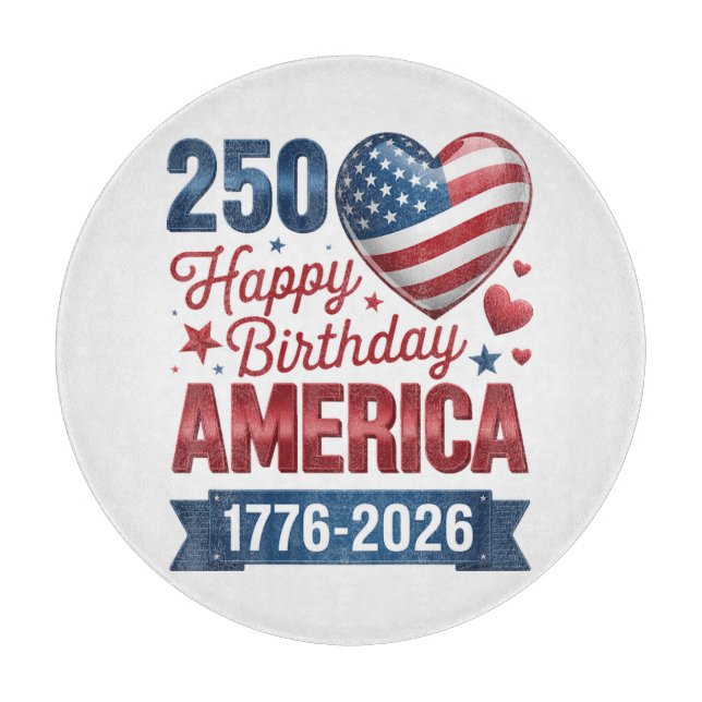 USA Herzen 1776 2026 4. Juli Schneidebrett (Vorderseite)