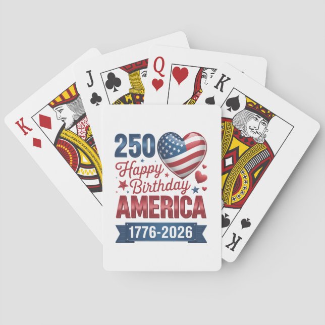 USA Herzen 1776 2026 4. Juli Spielkarten (Rückseite)