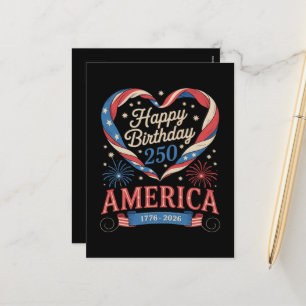 USA Herzen 1776 2026 Juli 250. Geburtstag USA Feiertagspostkarte