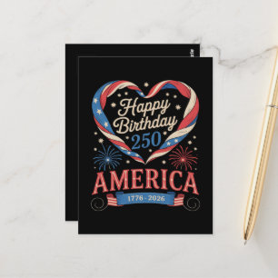USA Herzen 1776 2026 Juli 250. Geburtstag USA  Postkarte