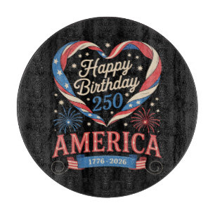 USA Herzen 1776 2026 Juli 250. Geburtstag USA Schneidebrett