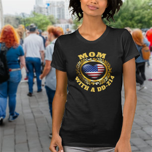 USA Herzenflagge   Gold Laurel Leaf   Mama DD 214 T-Shirt