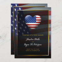 USA Herzenflagge | Goldrahmen | Hochzeit