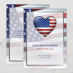 USA Herzenflagge Goldrahmen Unionsbürgerschaft Einladung