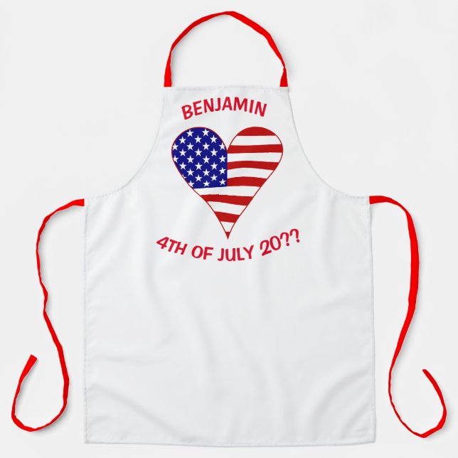 USA Herzenflagge Rot Personalisiert Schürze (Vorderseite)