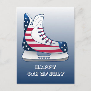 USA-Hockey-Skates zum 4. Juli Feiertagspostkarte