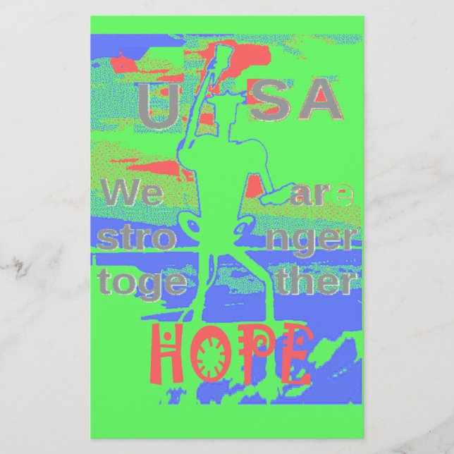 USA Hoffnung: Neon Lemon & Orange Art Briefpapier (Vorderseite)