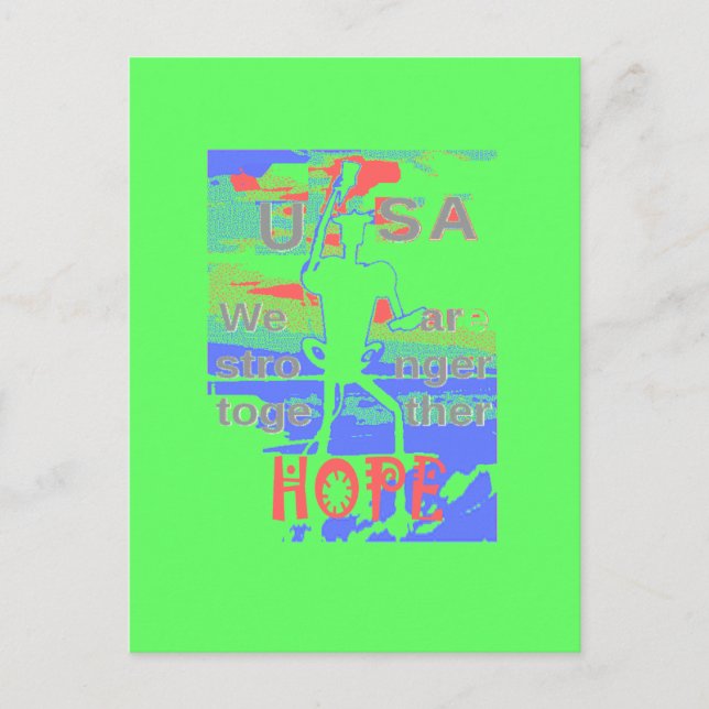 USA Hoffnung: Neon Lemon & Orange Art Postkarte (Vorderseite)