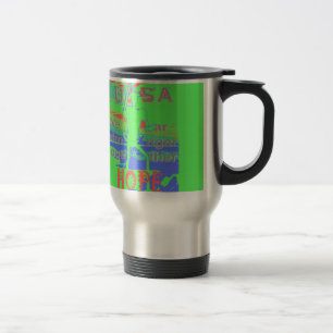 USA Hoffnung: Neon Lemon & Orange Art Reisebecher