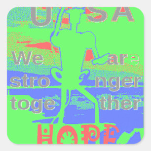 USA Hoffnung: Neon-Limonen- und Orange-Kunst Quadratischer Aufkleber