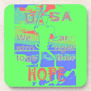 USA Hoffnung: Neon-Limonen- und Orange-Kunst Untersetzer