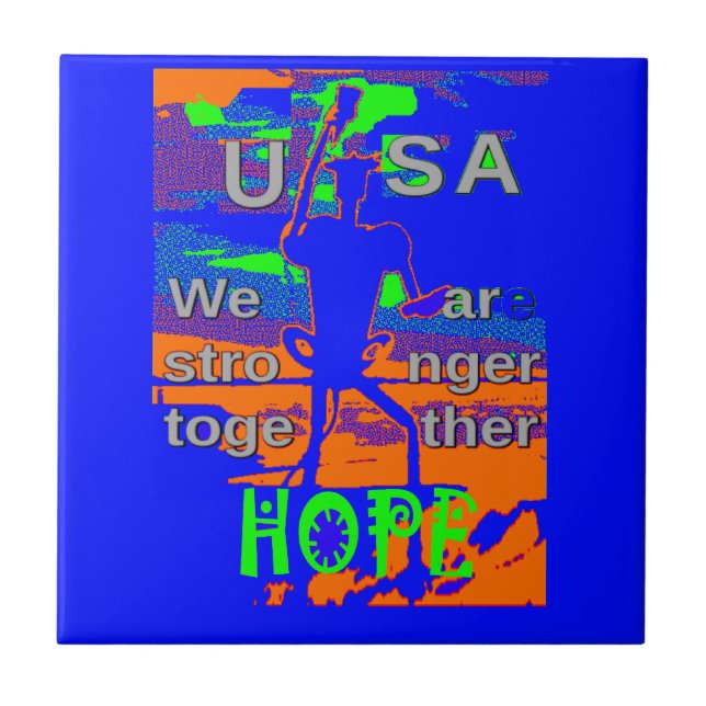 USA Hope Strong Together - A Patriotic Tapestry Fliese (Vorderseite)
