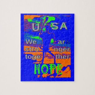 USA Hope Strong Together - A Patriotic Tapestry Puzzle
