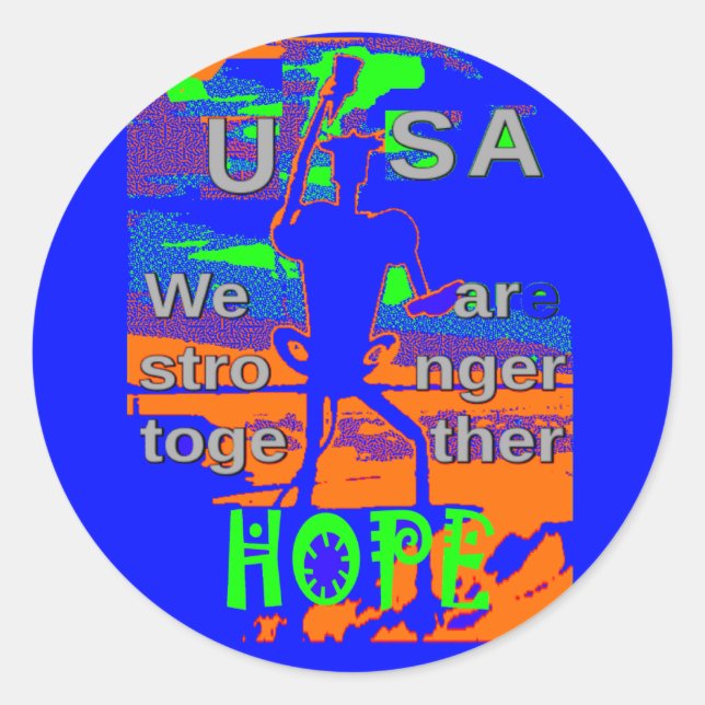 USA Hope Strong Together - A Patriotic Tapestry Runder Aufkleber (Vorderseite)