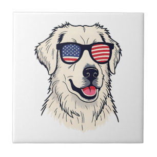 USA Hunde Liebhaber - Cooler Hund mit American Fla Fliese