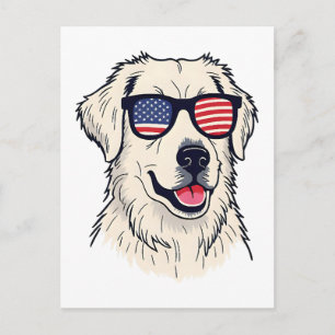 USA Hunde Liebhaber - Cooler Hund mit American Fla Postkarte