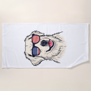USA Hunde Liebhaber - Cooler Hund mit American Fla Strandtuch