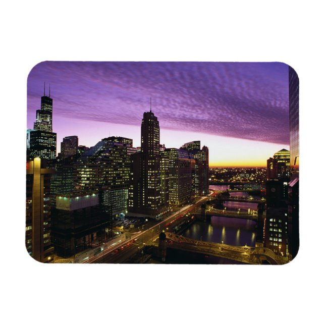 USA, IL, Chicago. Skyline von Chicago und Fluss Magnet (Horizontal)