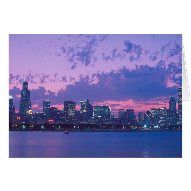 USA, IL. Skyline von Chicago bei Dämmerung (Vorderseite (Horizontal))