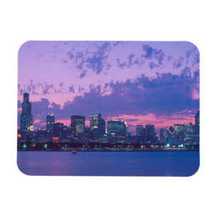 USA, IL. Skyline von Chicago bei Dämmerung Magnet