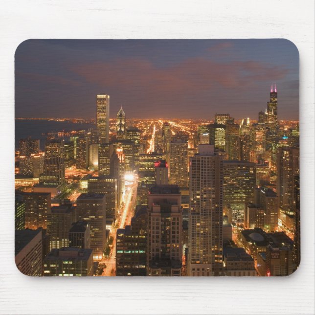USA, Illinois, Chicago: Abend-Ansicht der Loop 2 Mousepad (Vorne)