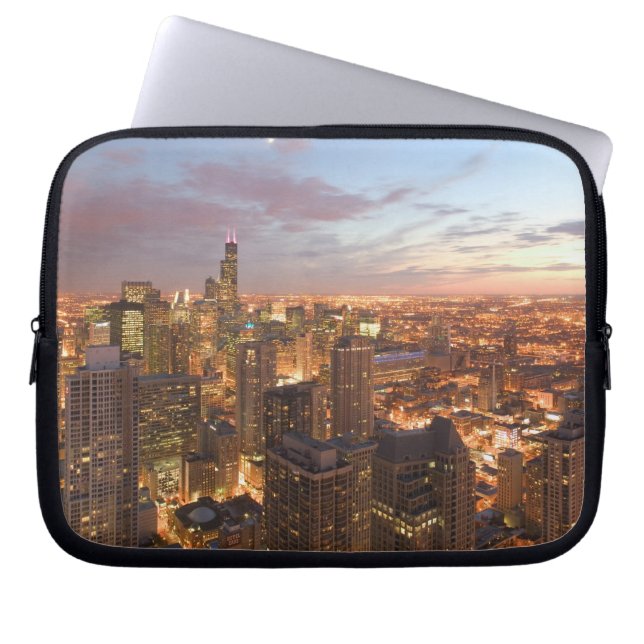 USA, Illinois, Chicago: Abend-Sicht auf den Loop Laptopschutzhülle (Vorderseite)